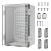 Electrical ABS Junction Box IP66 Waterproof Electrical Enclosure with Clear Hinged Cover and Mounting Plate V985-ELECTRICALJUNCTIONBOX