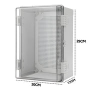 Electrical ABS Junction Box IP66 Waterproof Electrical Enclosure with Clear Hinged Cover and Mounting Plate V985-ELECTRICALJUNCTIONBOX