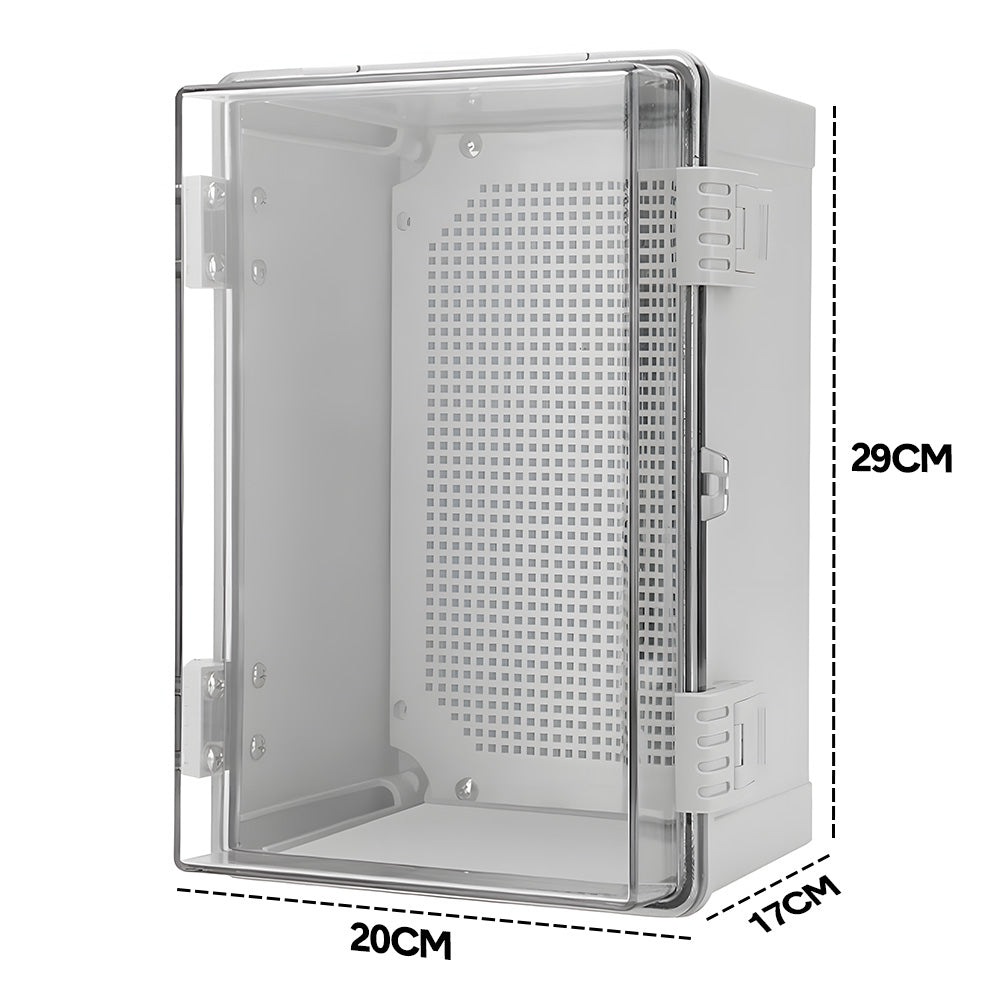 Electrical ABS Junction Box IP66 Waterproof Electrical Enclosure with Clear Hinged Cover and Mounting Plate V985-ELECTRICALJUNCTIONBOX
