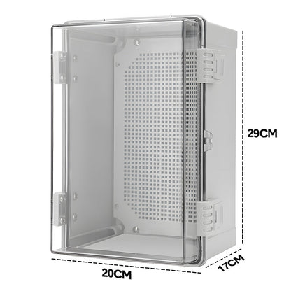 Electrical ABS Junction Box IP66 Waterproof Electrical Enclosure with Clear Hinged Cover and Mounting Plate V985-ELECTRICALJUNCTIONBOX