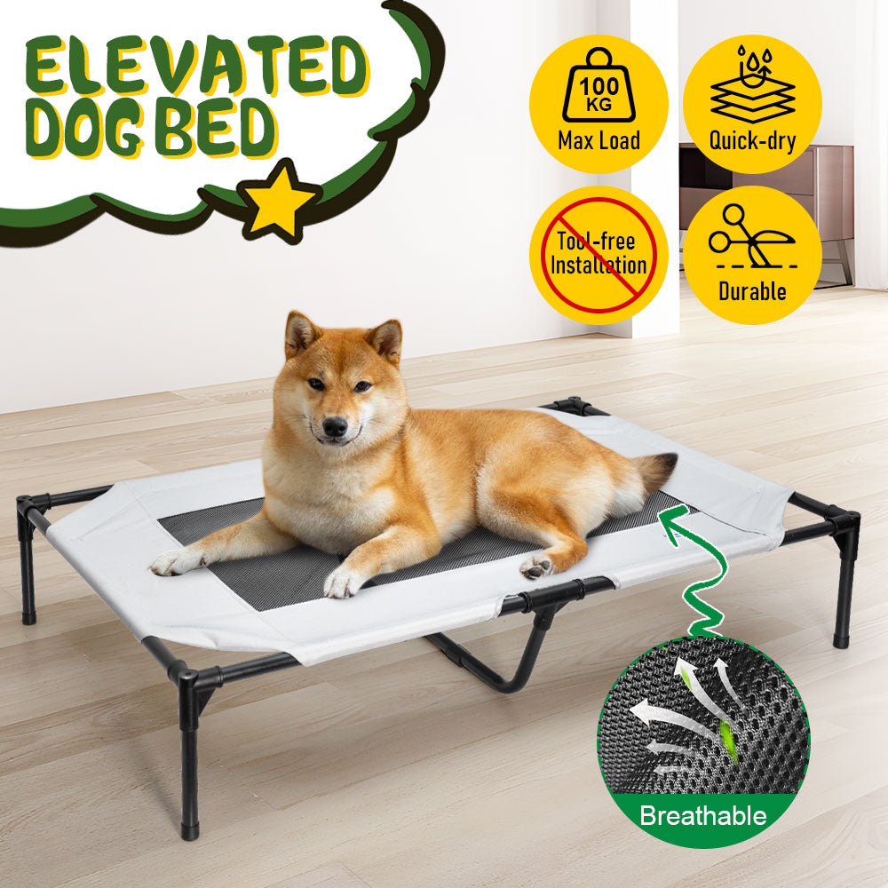 Raised Dog Bed Large Elevated Pet Bed Scratch and Moisture Resistant Breathable Kennel with Non-Slip Feet V985-ELEVATEDDOGBED