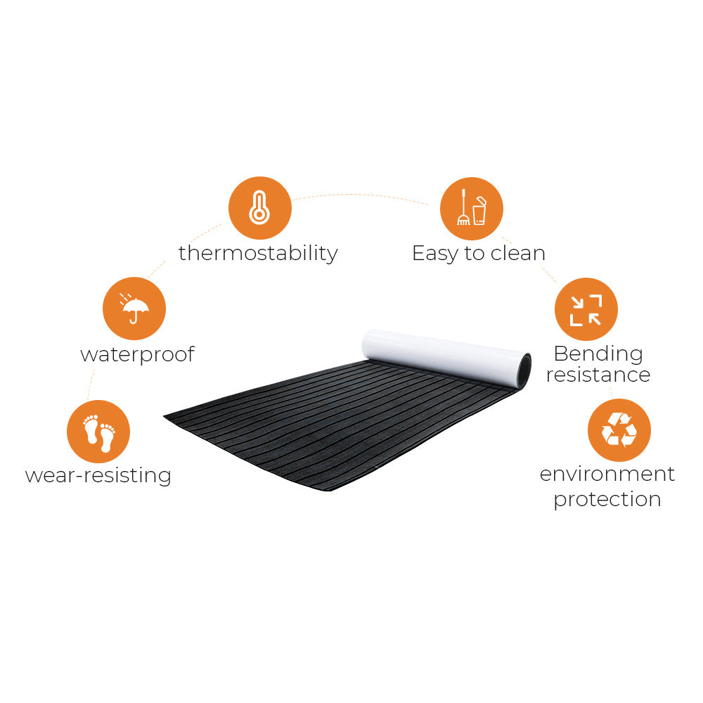 EVA Foam Boat Flooring Mat Faux Decking Teak Marine Mat Boat Carpet Sea Deck Flooring for Motorboat RV Yacht V985-EVABOATMATBLACK