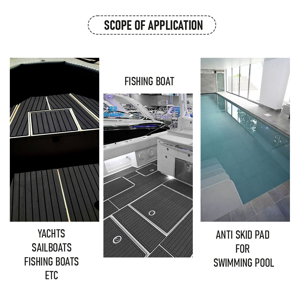 EVA Foam Boat Flooring Mat Faux Decking Teak Marine Mat Boat Carpet Sea Deck Flooring for Motorboat RV Yacht V985-EVABOATMATBLACK
