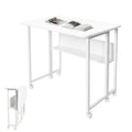 Compat Foldable Desk Rolling Study Desk Small Computer Desk with Wheels and Storage Shelf for Small Spaces V985-FOLDABLEDESK