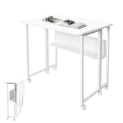Compat Foldable Desk Rolling Study Desk Small Computer Desk with Wheels and Storage Shelf for Small Spaces V985-FOLDABLEDESK