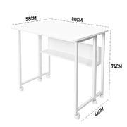 Compat Foldable Desk Rolling Study Desk Small Computer Desk with Wheels and Storage Shelf for Small Spaces V985-FOLDABLEDESK