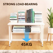 Compat Foldable Desk Rolling Study Desk Small Computer Desk with Wheels and Storage Shelf for Small Spaces V985-FOLDABLEDESK