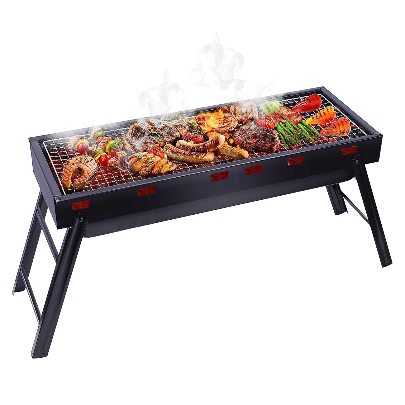 Charcoal BBQ Grill Folding Portable Camping Barbecue Grill Lightweight for Outdoor GrillingCamping Hiking V985-FOLDINGBBQGRILL
