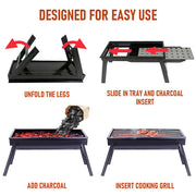Charcoal BBQ Grill Folding Portable Camping Barbecue Grill Lightweight for Outdoor GrillingCamping Hiking V985-FOLDINGBBQGRILL