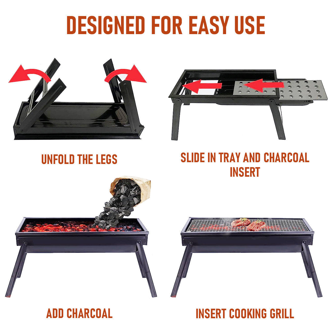 Charcoal BBQ Grill Folding Portable Camping Barbecue Grill Lightweight for Outdoor GrillingCamping Hiking V985-FOLDINGBBQGRILL