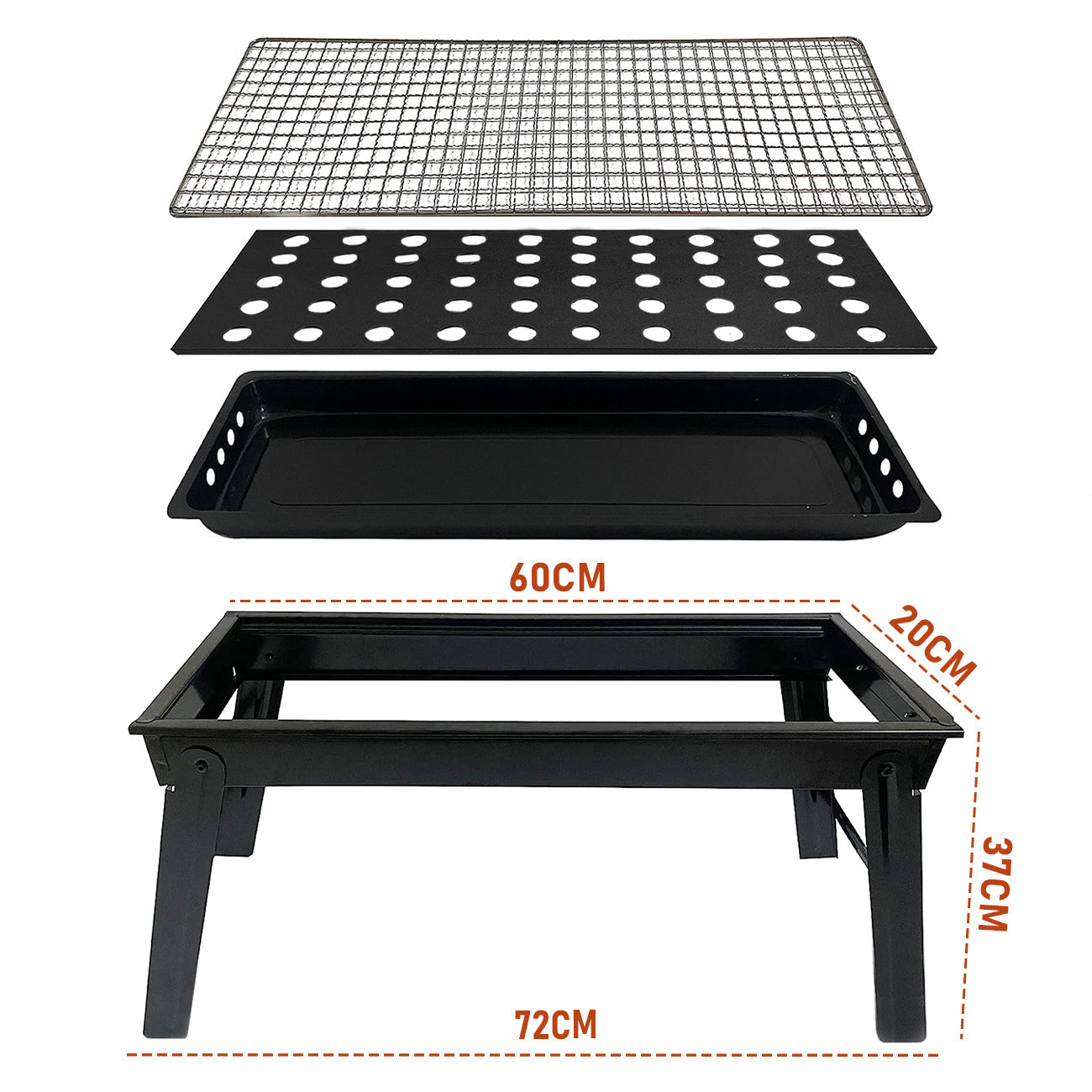 Charcoal BBQ Grill Folding Portable Camping Barbecue Grill Lightweight for Outdoor GrillingCamping Hiking V985-FOLDINGBBQGRILL