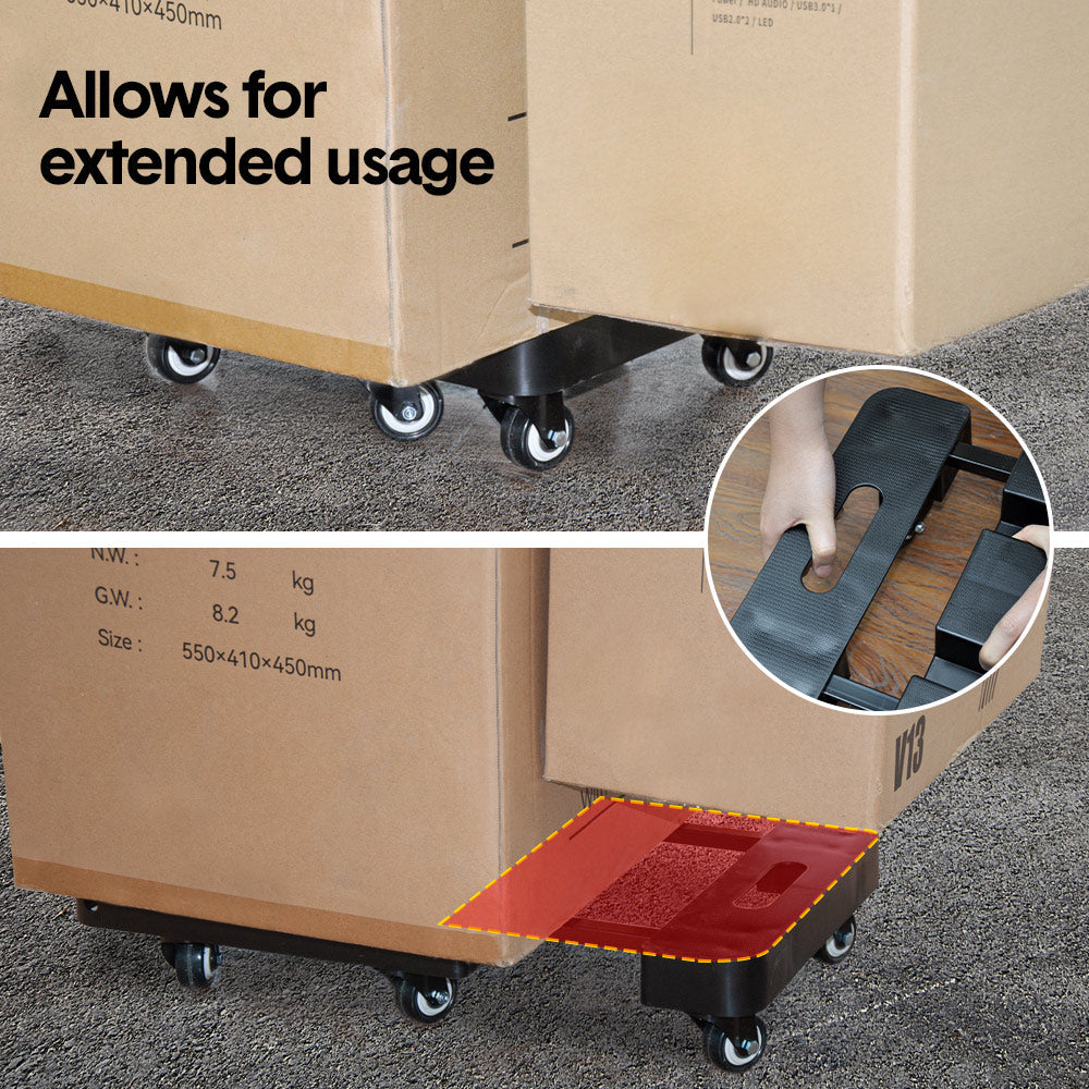 6-Wheel Folding Hand Truck Heavy Duty 227kg Capacity Collapsible Trolley with Elastic Strap Triple-Axle V985-FOLDINGHANDCART