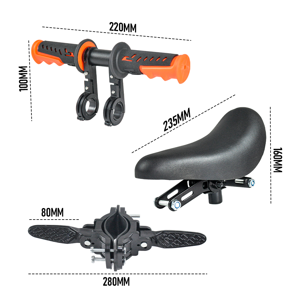 3 In 1 Kids Bike Mounted Front Seat Detachable With Handlebar Foot Pedal Bicycle Seat for Children 1-8 Years V985-FRONTBIKESEAT