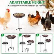 Bird Bath and Feeder Double 12Inch Bowls Metal Bird Feeder Birdbaths Freestanding Bird Bath Stand with Stakes for Garden Outdoors Decor Large Capacity