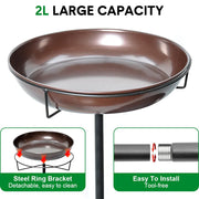 Bird Bath and Feeder Double 12Inch Bowls Metal Bird Feeder Birdbaths Freestanding Bird Bath Stand with Stakes for Garden Outdoors Decor Large Capacity