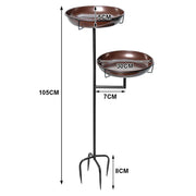 Bird Bath and Feeder Double 12Inch Bowls Metal Bird Feeder Birdbaths Freestanding Bird Bath Stand with Stakes for Garden Outdoors Decor Large Capacity