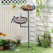 Bird Bath and Feeder Double 12Inch Bowls Metal Bird Feeder Birdbaths Freestanding Bird Bath Stand with Stakes for Garden Outdoors Decor Large Capacity