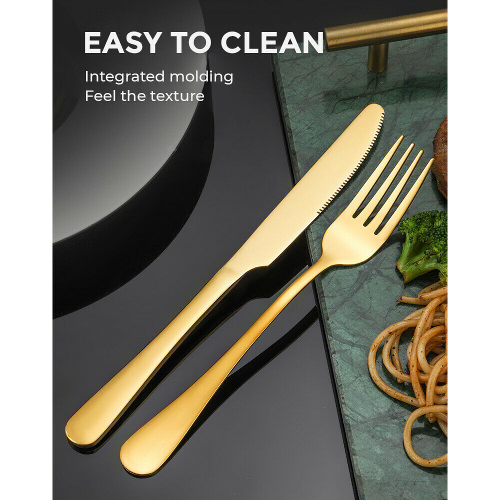 Gold Cutlery Set Kitchen Stainless Steel Fork Knife Spoon Flatware Cutlery Gift For Party Restaurant V985-GOLDCUTLERYSET24PCS