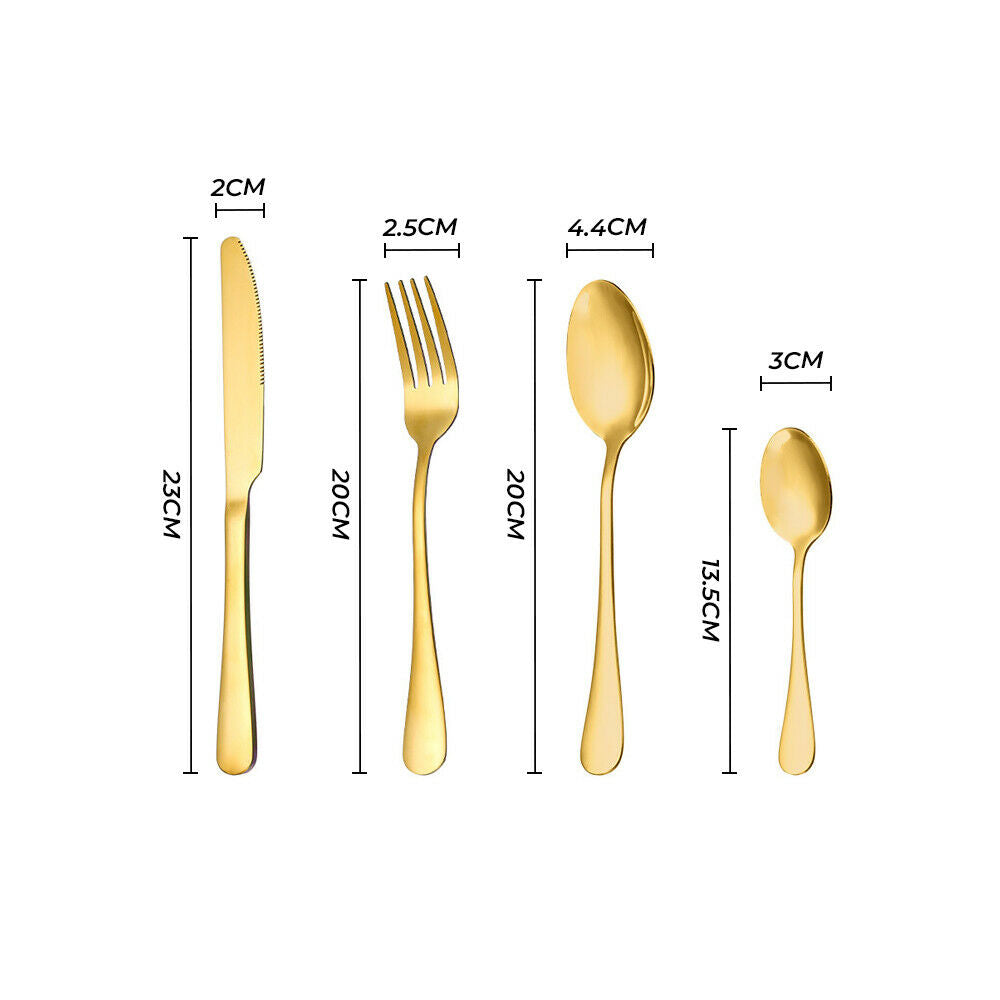 Gold Cutlery Set Kitchen Stainless Steel Fork Knife Spoon Flatware Cutlery Gift For Party Restaurant V985-GOLDCUTLERYSET24PCS