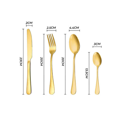 Gold Cutlery Set Kitchen Stainless Steel Fork Knife Spoon Flatware Cutlery Gift For Party Restaurant V985-GOLDCUTLERYSET24PCS