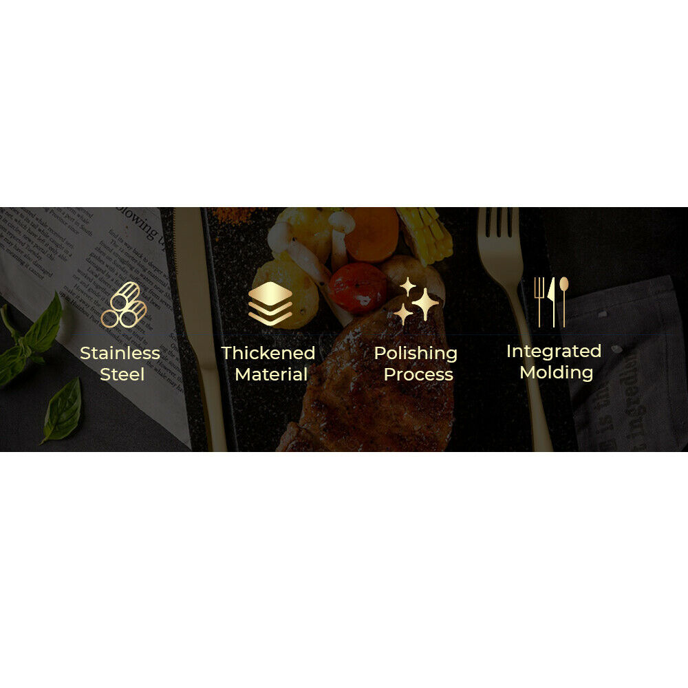 Gold Cutlery Set Kitchen Stainless Steel Fork Knife Spoon Flatware Cutlery Gift For Party Restaurant V985-GOLDCUTLERYSET24PCS