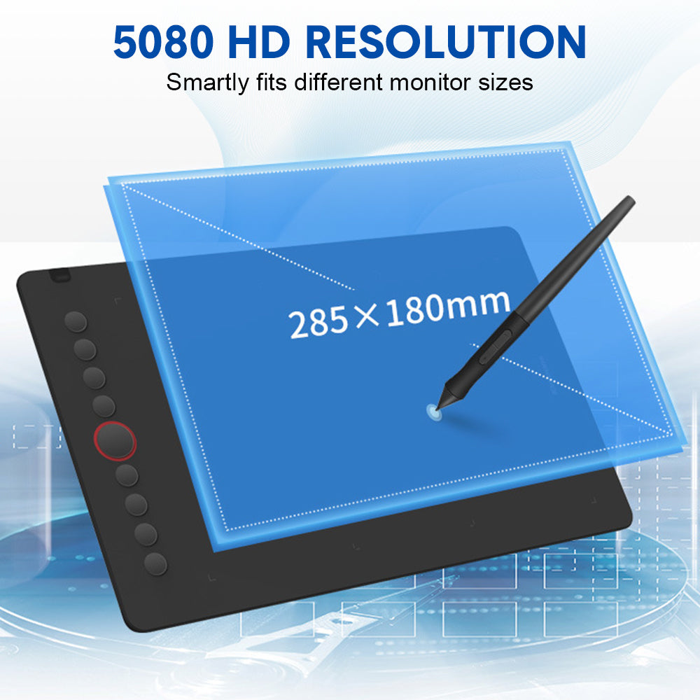 Digital Graphics Tablet Drawing Pad 8192 Levels Large Working Area 285x180mm Compatible with Win/MacOS V985-GRAPHICSTABLET
