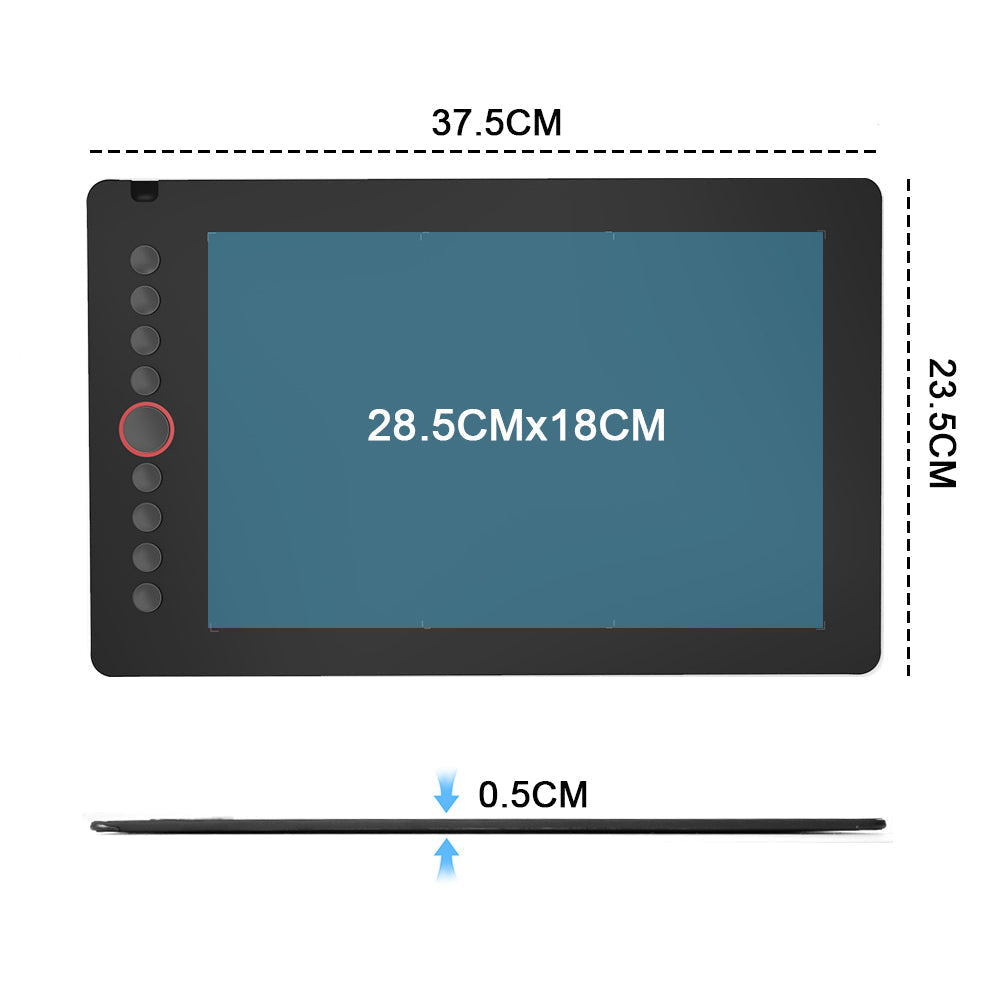 Digital Graphics Tablet Drawing Pad 8192 Levels Large Working Area 285x180mm Compatible with Win/MacOS V985-GRAPHICSTABLET