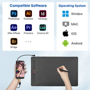 Digital Graphics Tablet Drawing Pad 8192 Levels Large Working Area 285x180mm Compatible with Win/MacOS V985-GRAPHICSTABLET