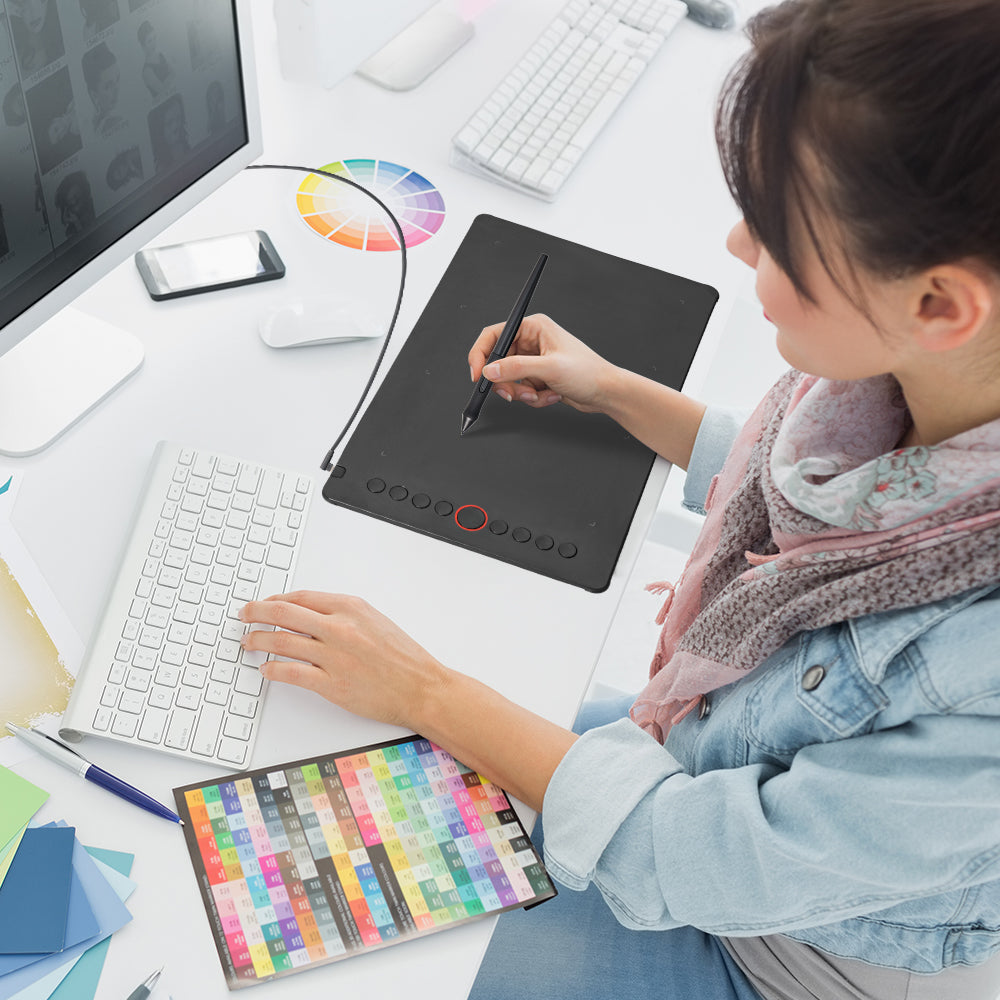 Digital Graphics Tablet Drawing Pad 8192 Levels Large Working Area 285x180mm Compatible with Win/MacOS V985-GRAPHICSTABLET