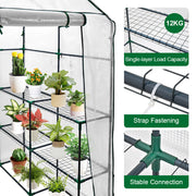Greenhouse Walk-In Tunnel 3 Tier Planting Shelves 143x143x195cm Strong Stability with PE Cover Roll-up Zipper V985-GREENHOUSE2