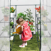 Greenhouse Walk-In Tunnel 3 Tier Planting Shelves 143x143x195cm Strong Stability with PE Cover Roll-up Zipper V985-GREENHOUSE2