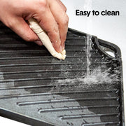 Reversible Cast Iron Griddle Rectangular BBQ Plate 43x24cm Double-Sided Flat Top Griddle Pan and Grooved V985-GRILLPRESS