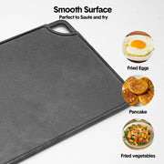 Reversible Cast Iron Griddle Rectangular BBQ Plate 43x24cm Double-Sided Flat Top Griddle Pan and Grooved V985-GRILLPRESS