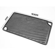 Reversible Cast Iron Griddle Rectangular BBQ Plate 43x24cm Double-Sided Flat Top Griddle Pan and Grooved V985-GRILLPRESS