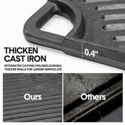 Reversible Cast Iron Griddle Rectangular BBQ Plate 43x24cm Double-Sided Flat Top Griddle Pan and Grooved V985-GRILLPRESS