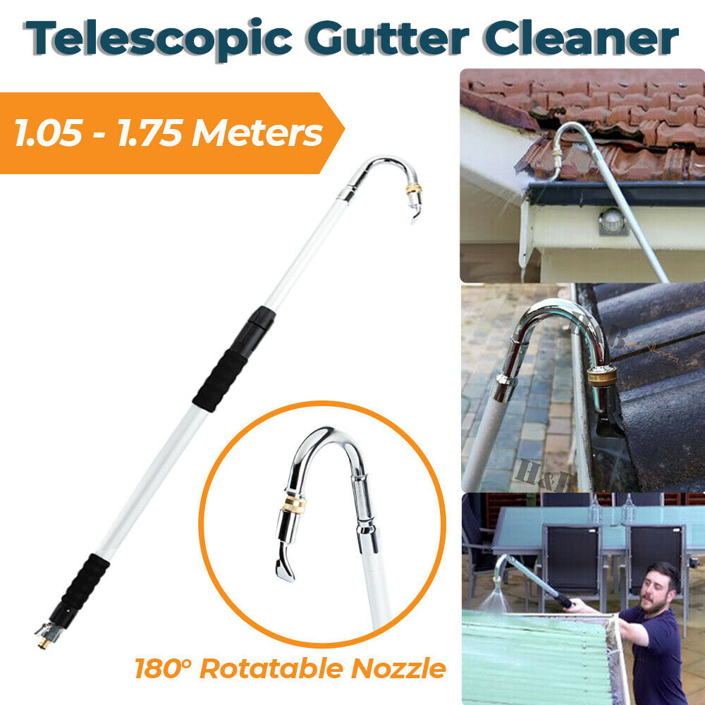 Stainless Steel Pressure Washer Gutter Cleaner Aluminium Alloy Water Fed Pole for Gutter Cleaning 180 V985-GUTTERCLEANER