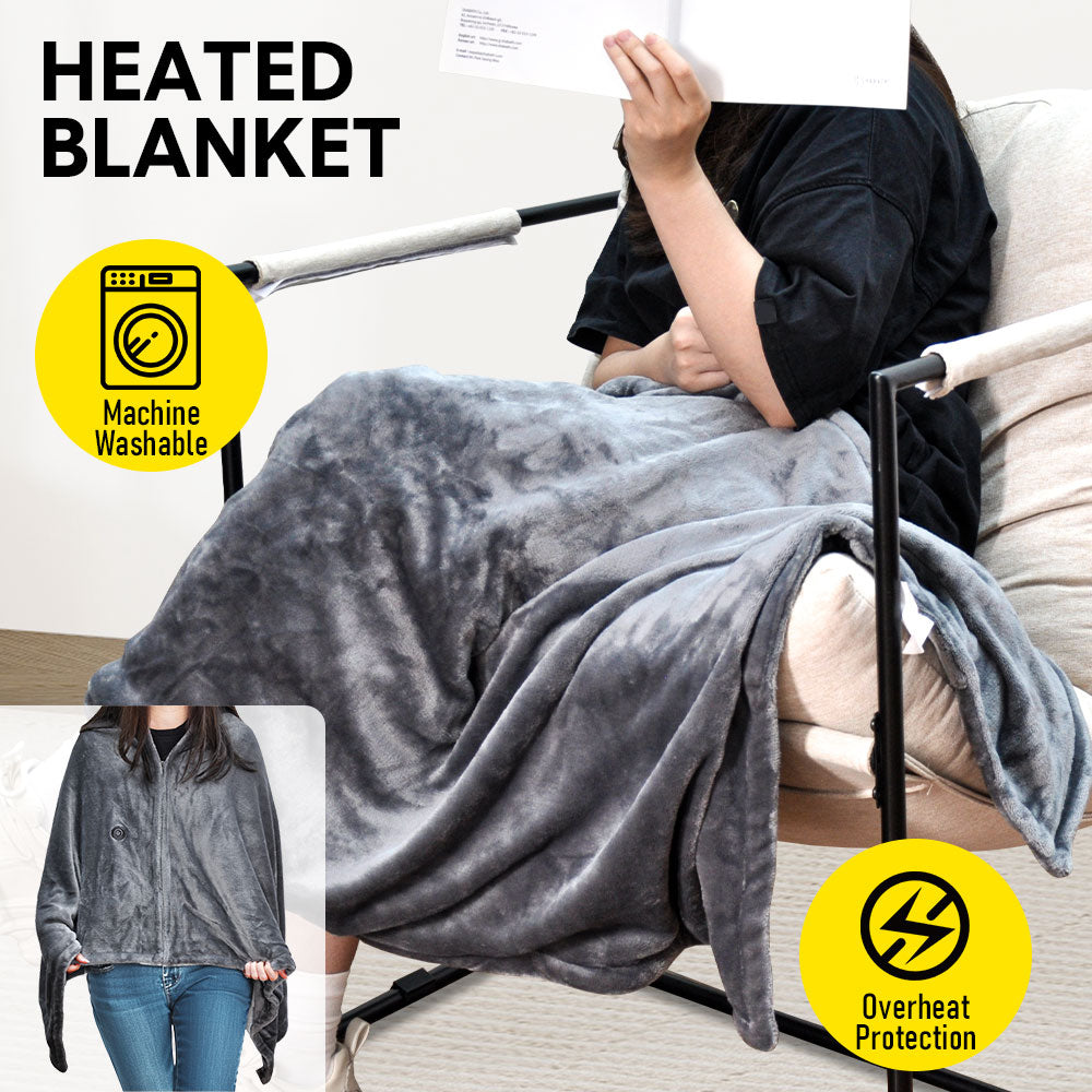 Electric Heated Blanket Washable 10W Heated Soft Thermal Zipper Shawl Wraps USB Charging Winter Heating Wraps V985-HEATEDBLANKET