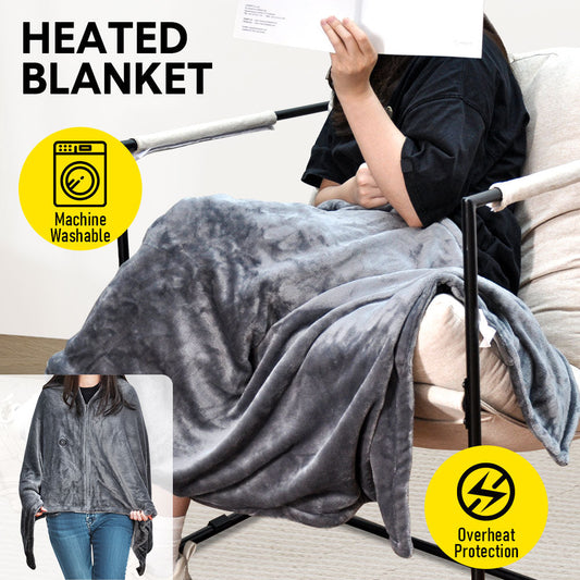 Electric Heated Blanket Washable 10W Heated Soft Thermal Zipper Shawl Wraps USB Charging Winter Heating Wraps V985-HEATEDBLANKET