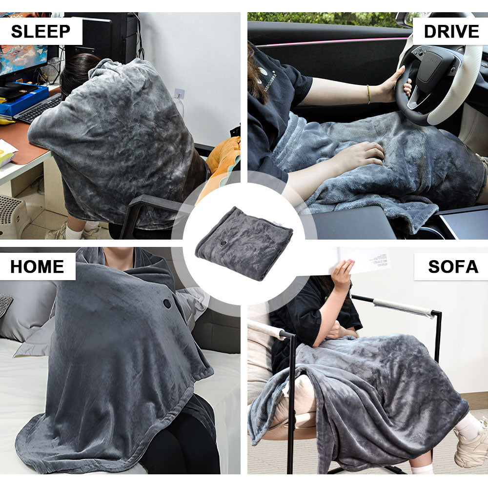 Electric Heated Blanket Washable 10W Heated Soft Thermal Zipper Shawl Wraps USB Charging Winter Heating Wraps V985-HEATEDBLANKET