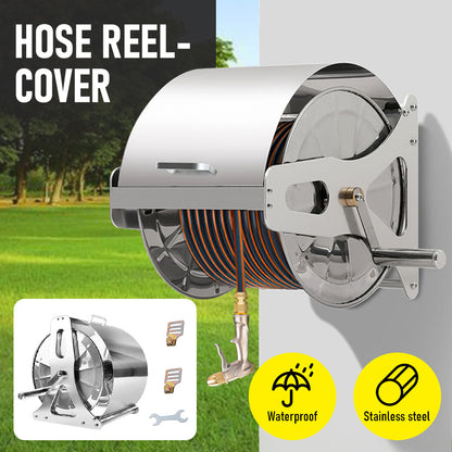 Large Stainless Steel Garden Hose Reel Cart Portable Pipe Holder With Rainproof Sunscreen Protection Lid and V985-HOSEREELCOVER