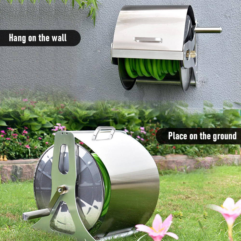 Large Stainless Steel Garden Hose Reel Cart Portable Pipe Holder With Rainproof Sunscreen Protection Lid and V985-HOSEREELCOVER