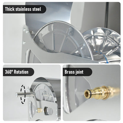 Large Stainless Steel Garden Hose Reel Cart Portable Pipe Holder With Rainproof Sunscreen Protection Lid and V985-HOSEREELCOVER
