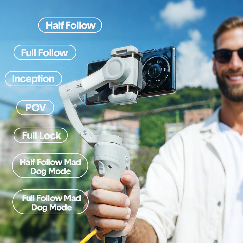 Portable Mobile Intelligent Gimbal 3 Axis Handheld Foldable and Rechargeable Smartphone Stabilizer 8 Modes V985-INTELLIGENTGIMBAL