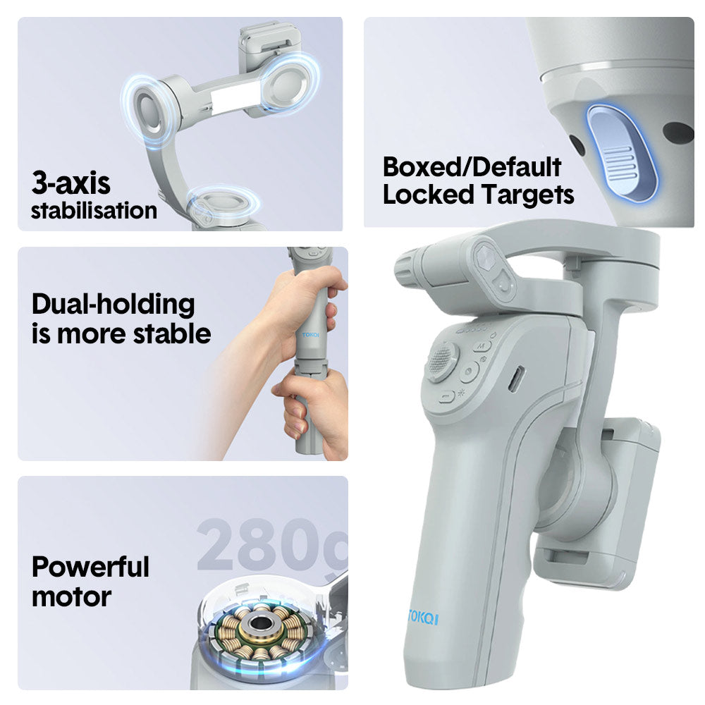 Portable Mobile Intelligent Gimbal 3 Axis Handheld Foldable and Rechargeable Smartphone Stabilizer 8 Modes V985-INTELLIGENTGIMBAL