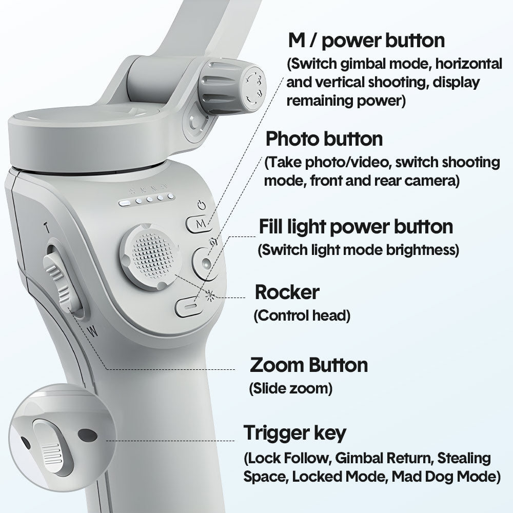 Portable Mobile Intelligent Gimbal 3 Axis Handheld Foldable and Rechargeable Smartphone Stabilizer 8 Modes V985-INTELLIGENTGIMBAL