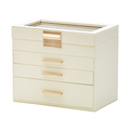 4 Layer Jewelry Box PU Leather Jewellery Organizer Multi-functional Storage Case with Clear Glass Lid and 3 V985-JEWELRYORGANIZER