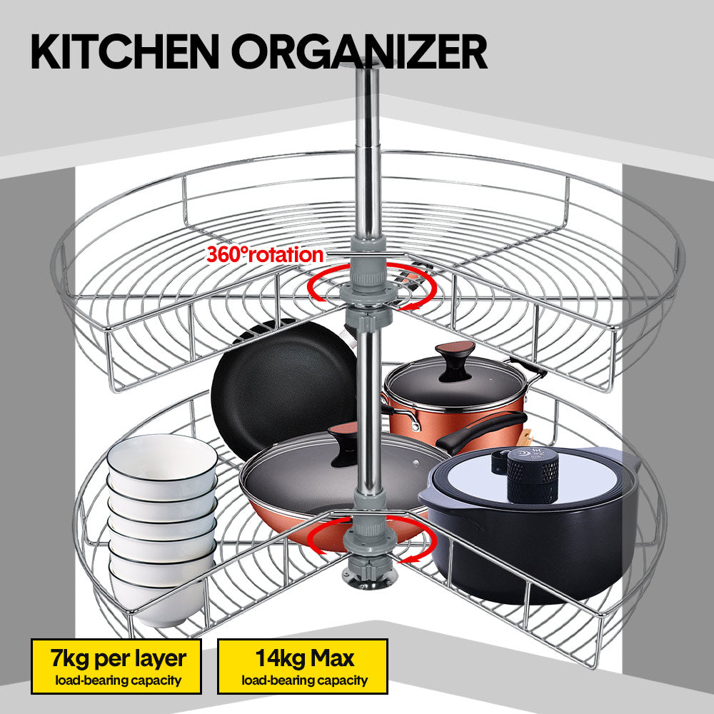 Shelf Rack for Spices 2-Shelf Under Sink Storage Blind Corner Carousel Kitchen Cabinet Organizer 81cm V985-KITCHENORGANIZER