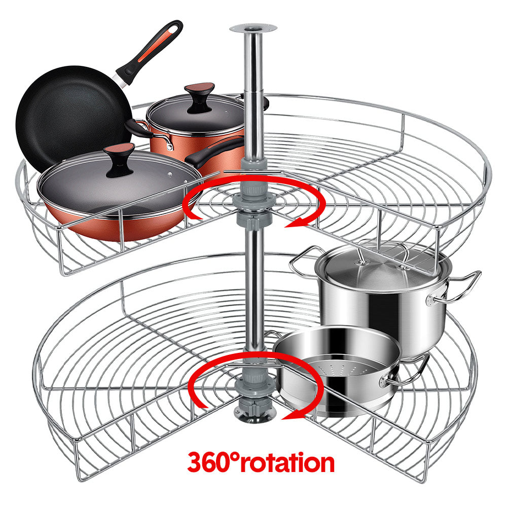 Shelf Rack for Spices 2-Shelf Under Sink Storage Blind Corner Carousel Kitchen Cabinet Organizer 81cm V985-KITCHENORGANIZER