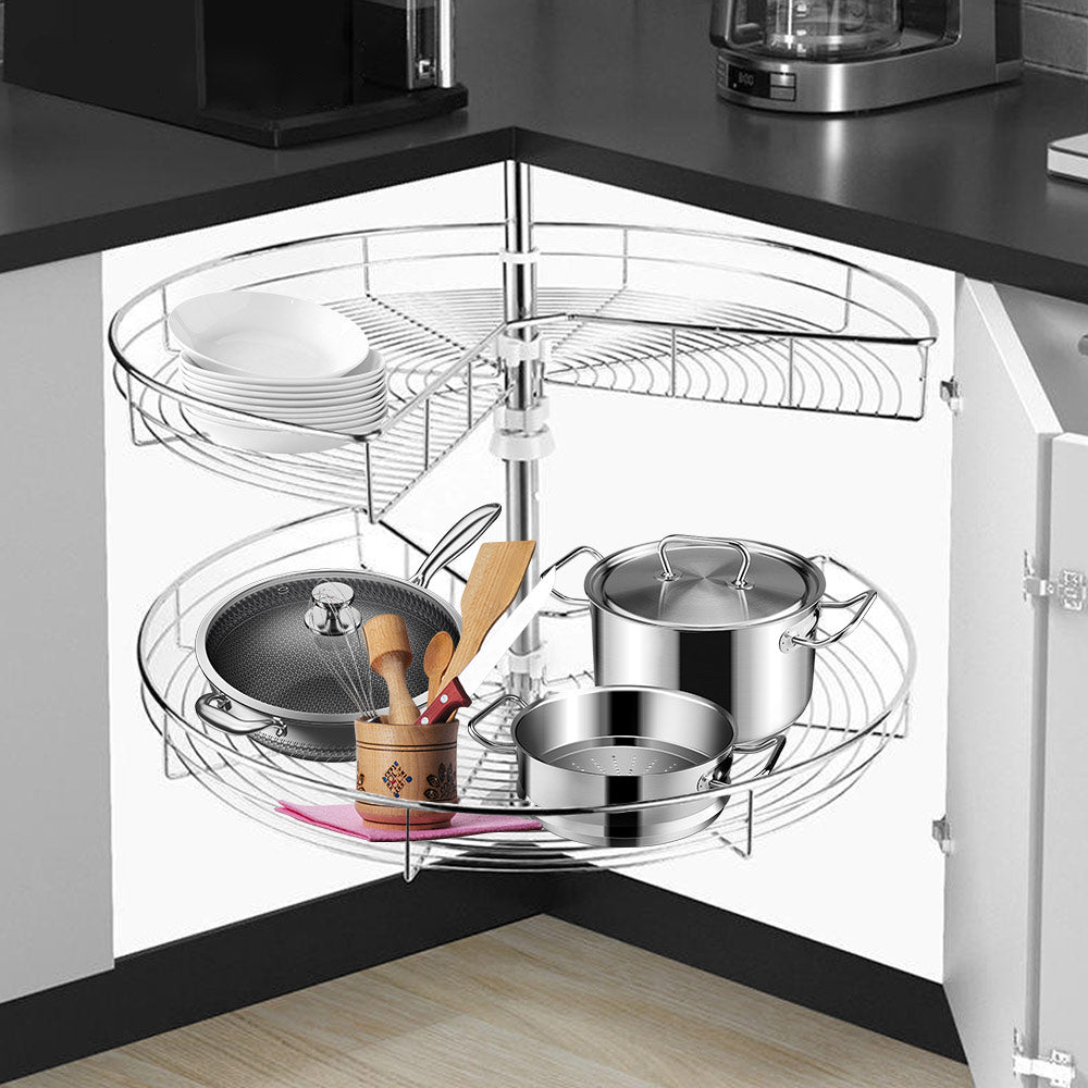 Shelf Rack for Spices 2-Shelf Under Sink Storage Blind Corner Carousel Kitchen Cabinet Organizer 81cm V985-KITCHENORGANIZER