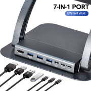 7-in-1 Laptop Stand Docking Station Ergonomic Laptop Riser 360 Rotatable - PD Charging HDMI USB-C and USB-A V985-LAPTOPSTAND